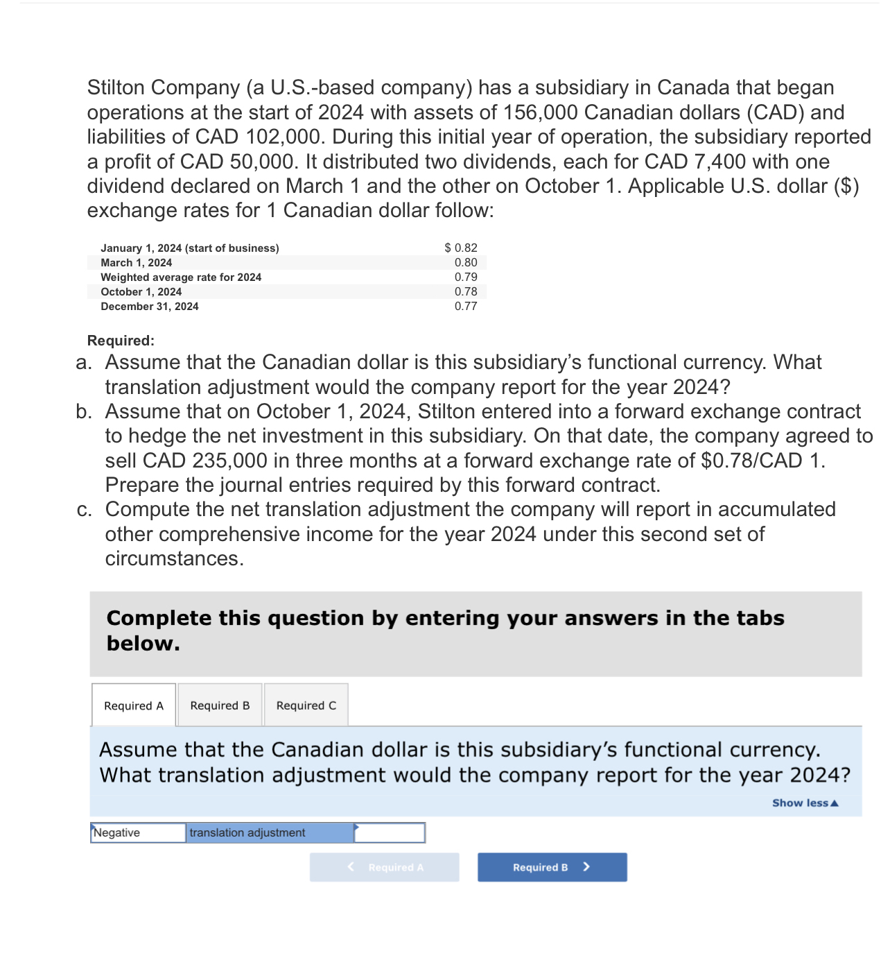  Stilton Company (a U.S.-based company) has a subsidiary in Canada that
