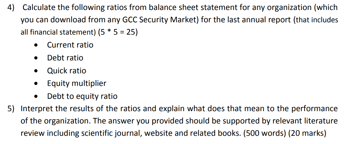 Please use the below Balance Sheet to answer the questions: 4)