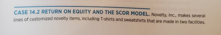  CASE 14.2 RETURN ON EQUITY AND THE SCOR MODEL. Novelty, Inc.,