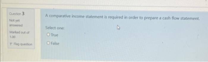  A comparative income statement is required in order to prepare a
