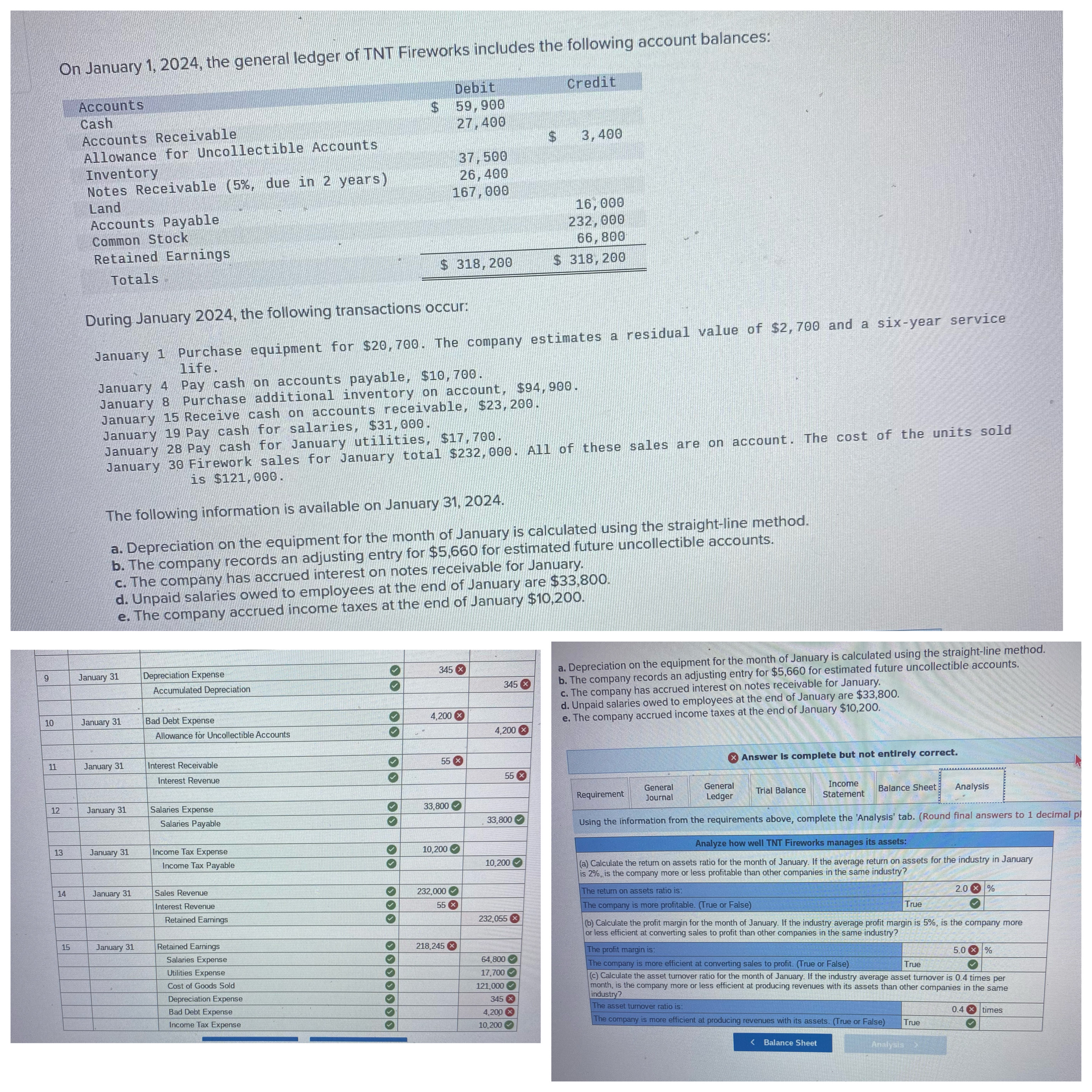  Please help with incorret questions. A,b,c,d,e are for journal entries 9-13