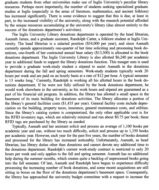 the book donations department within the university's library. Justify your answer. 2.