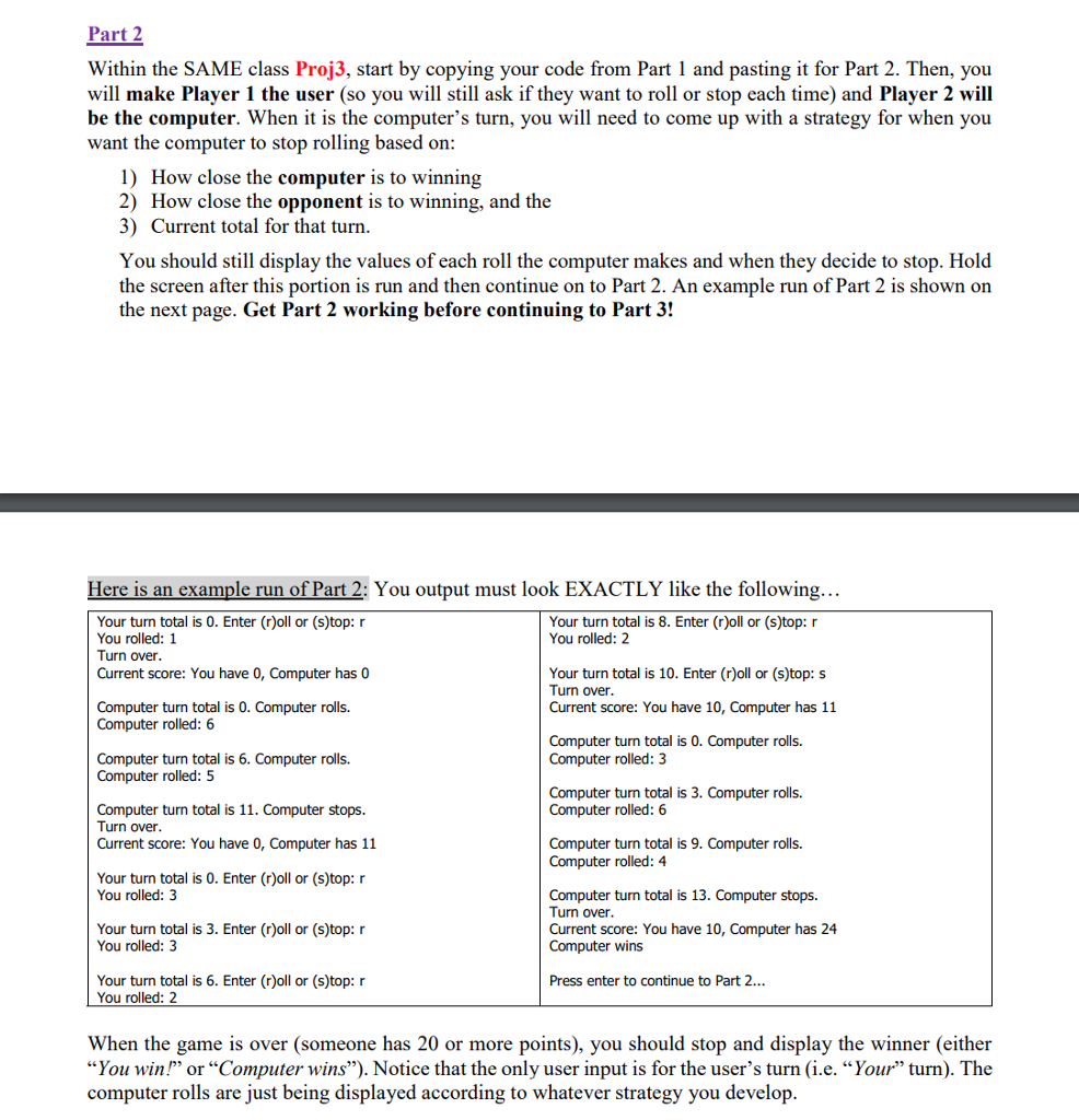 Part 2, and Part 3. Assignment Description: This project is made up