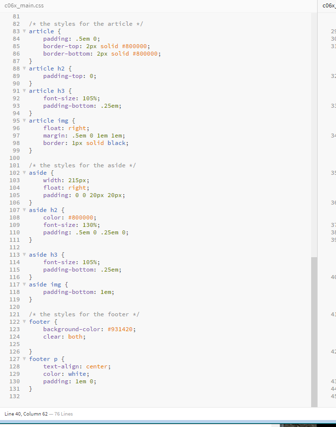I have attached screenshots of index file and css file under the