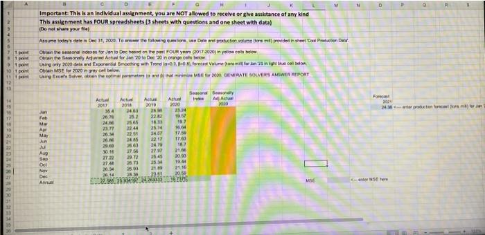  N N D 5 Important: This is an individual assignment, you