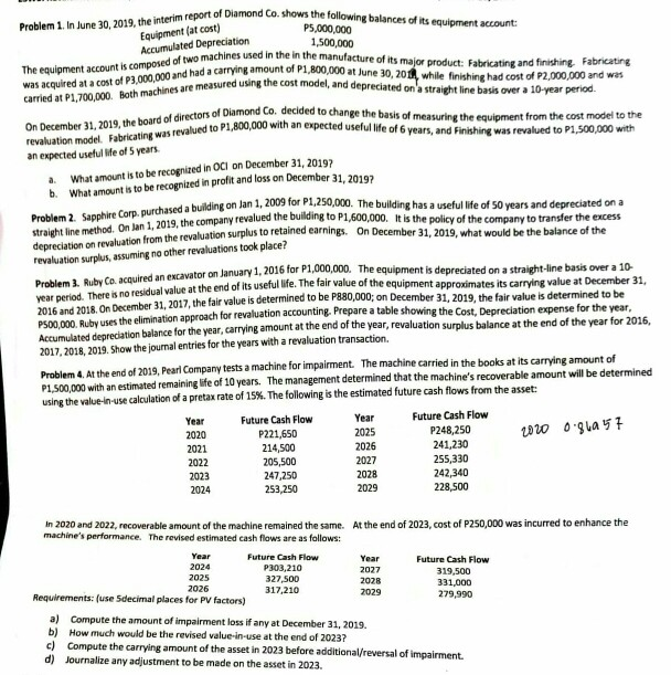 Answer Problems 1,2,3 and 4 Problem 1. In June 30, 2019,