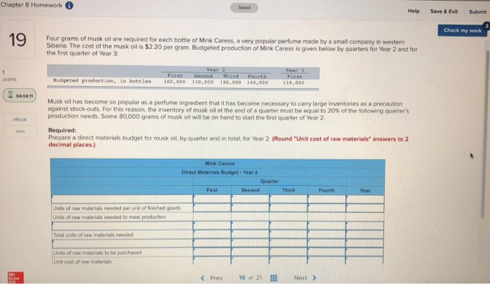  Chapter 8 Homework Saved Help Save & Exit Submit Check my