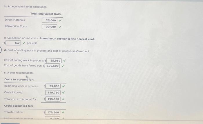 (b) conversion costs are recorded, and (c) units are transferred to the