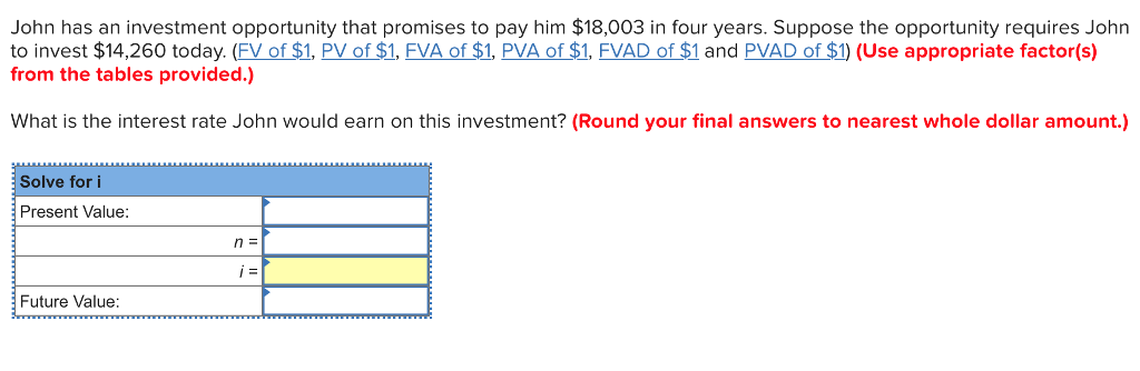 Need help with the following using excel functions. John has an investment