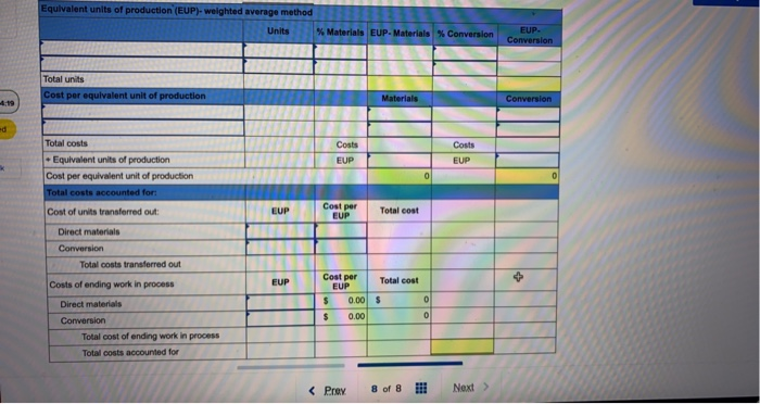 Direct materials are added at the start of production, and conversion costs