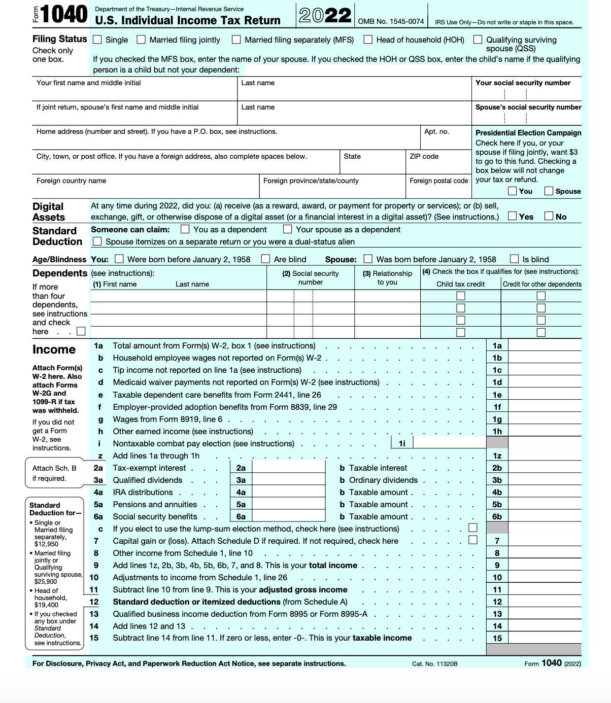 Please prepare Form 1040 and a Schedule 1 using the information