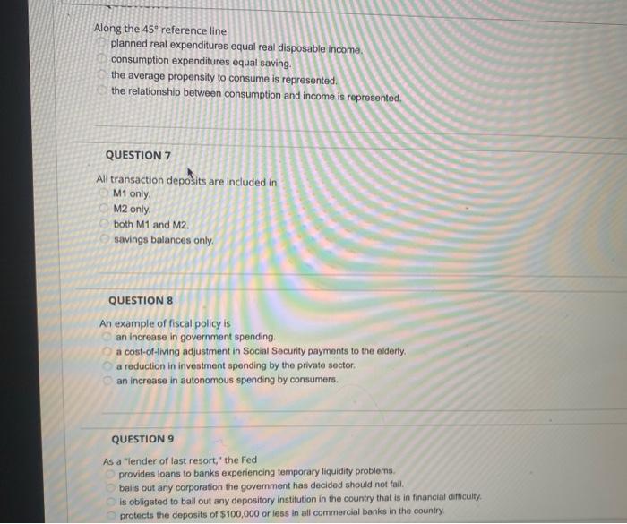  Along the 45 reference line planned real expenditures equal real disposable