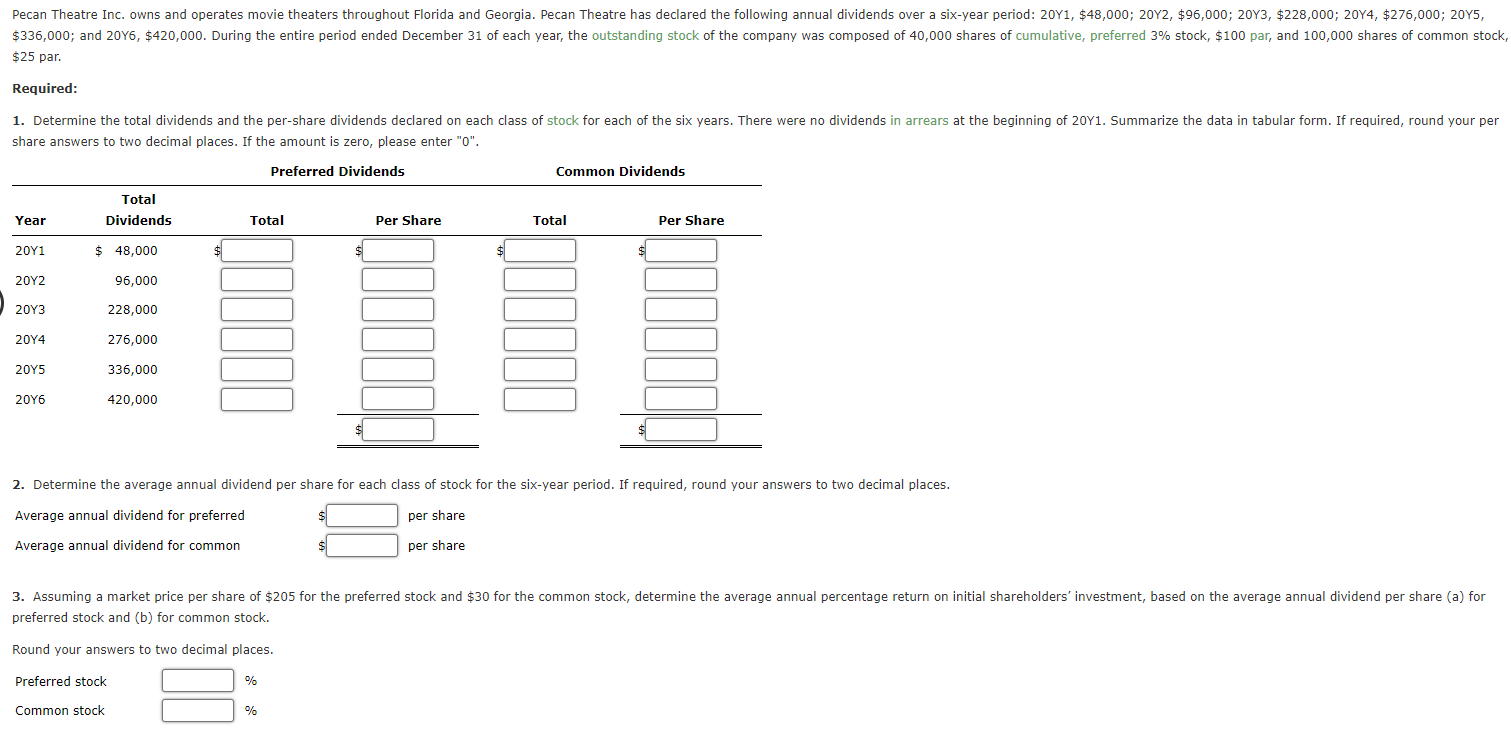 Help please. $25 par. Required: share answers to two decimal places. If