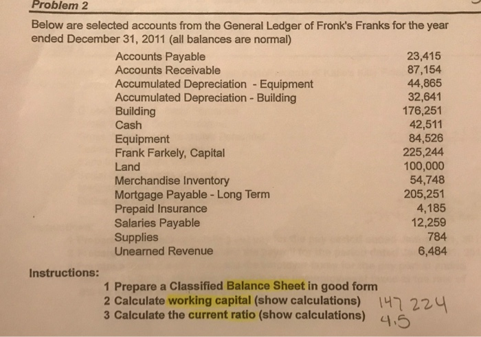  Problem 2 Below are selected accounts from the General Ledger of