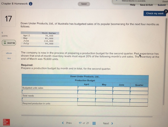  Malwarebytes is available Down Chapter 8 Homework Saved Help Save &