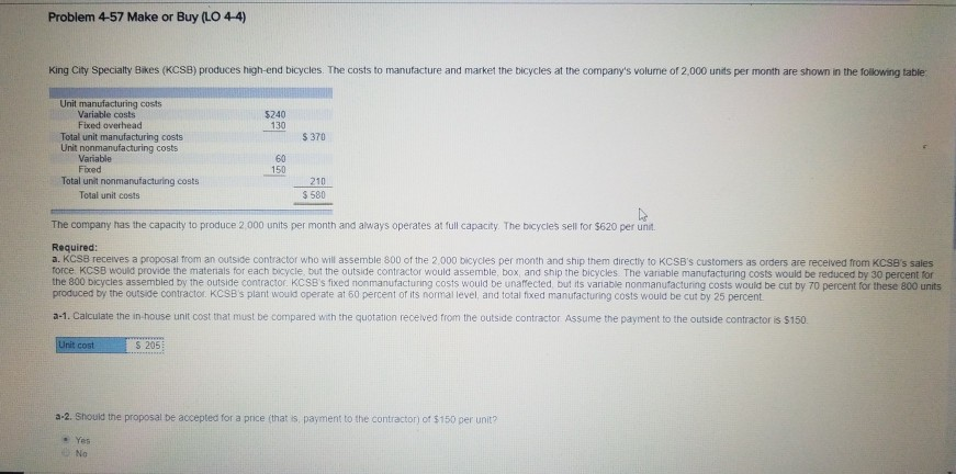 12. please show all the steps and the formulas Problem 4-57 Make