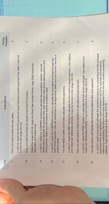 what numbers go into the CUMIMPT function? Step Instructions Points 17 Next