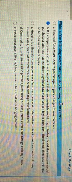 0.01m Question 1 of 1 Check My Work Which of the following