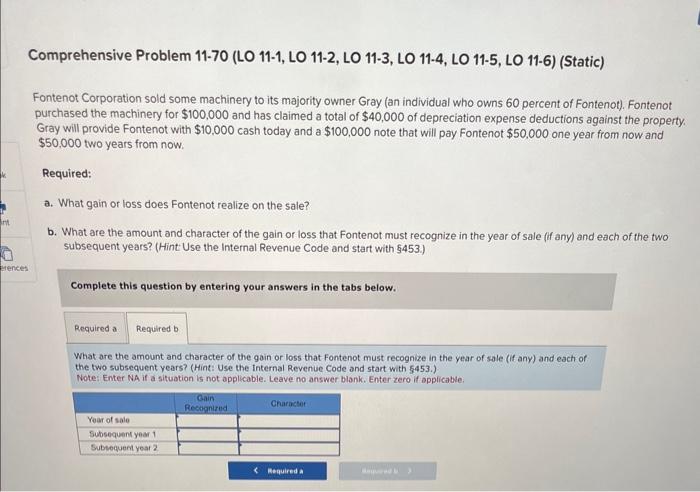  Comprehensive Problem 11-70 (LO 11-1, LO 11-2, LO 11-3, LO 11-4,