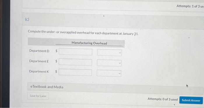 hours in Department E, and machine hours in Department K. In establishing