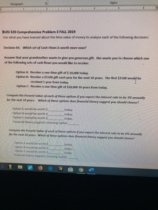  Styles Paragraph 4 C3 2 BUSI 320 Comprehensive Problem 3 FALL