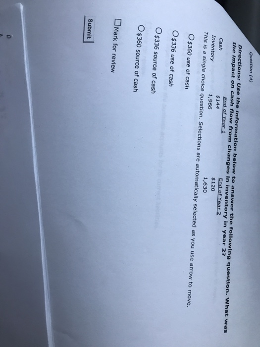  Question (4) Directions: Use the information below to answer the following