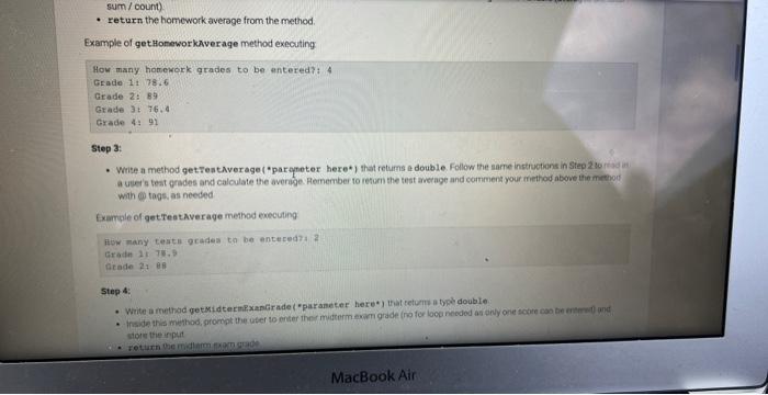 retum to the main method atter writing al our methods (This is