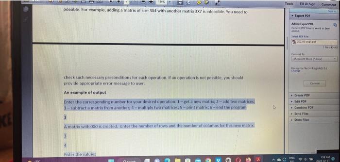 and multiplication of two matrices. Write an ADT Matrix, You may use