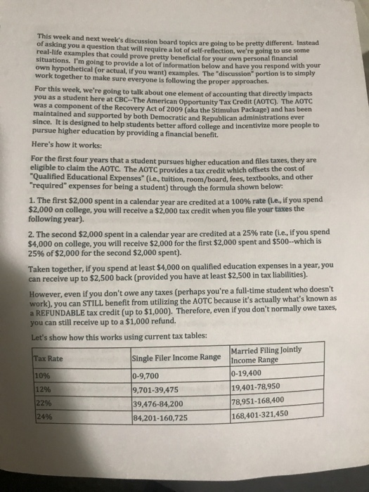  This week and next week's discussion board topics are going to