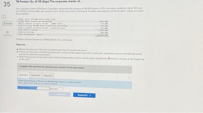  35 12.5 points 8 01:11:46 References TB Problem Qu. 8-116 (Algo)