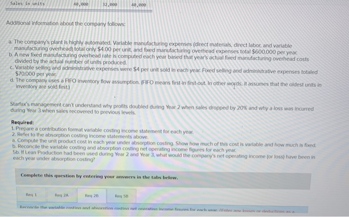 Sales and Production; Lean Production (L04-1, LO4-2, LO4-3) Starfax, Inc., manufactures a