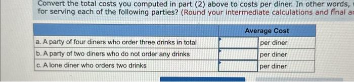 to better understand costs at the restaurant and has hired a student