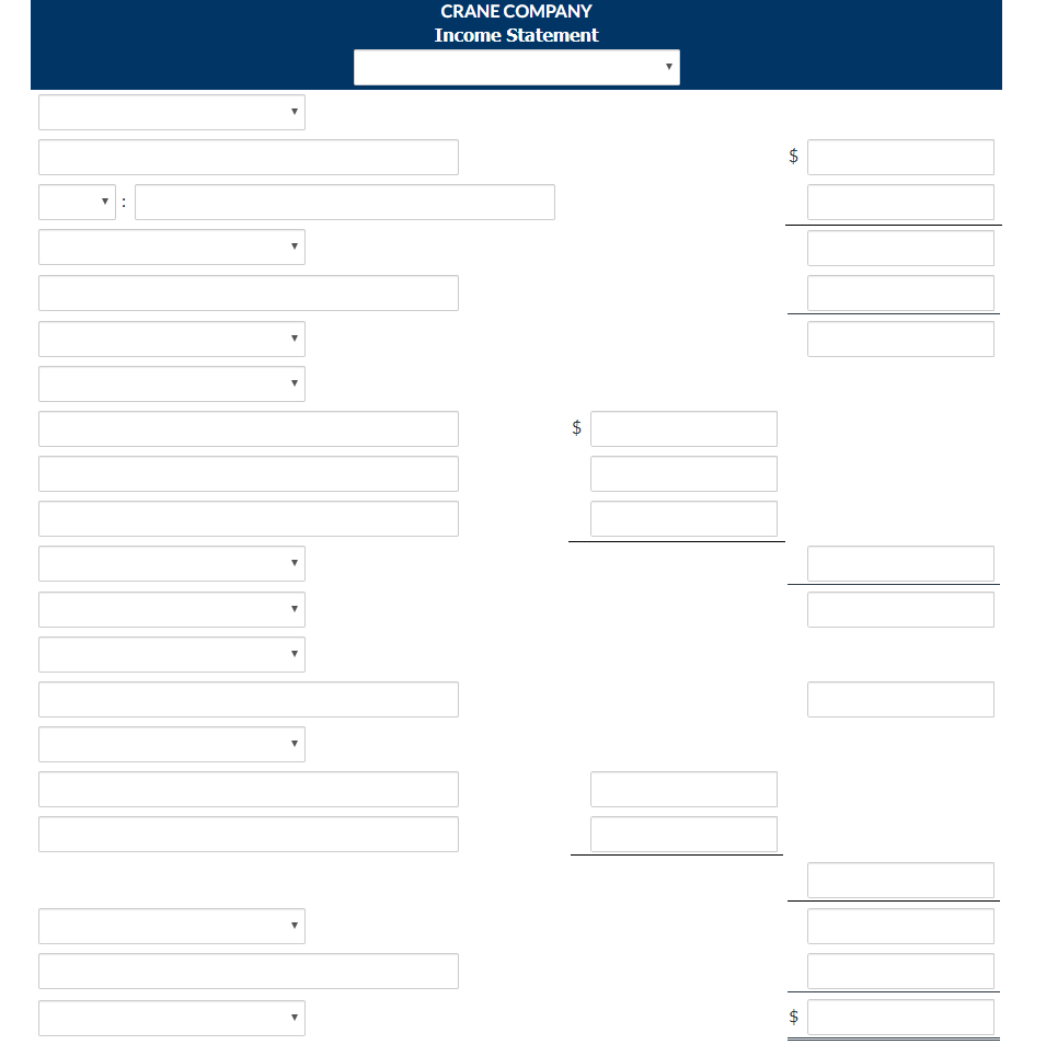income statement for the year ended December 31, 2017, Crane Company reported
