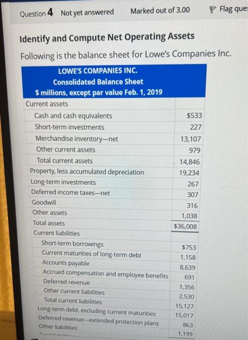  need help ASAP thank you Identify and Compute Net Operating Assets