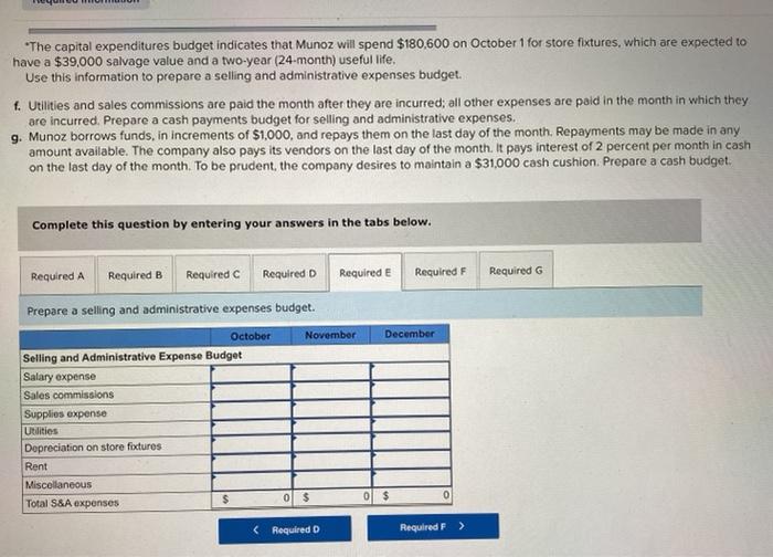 receipts. c. The cost of goods sold is 70 percent of sales.