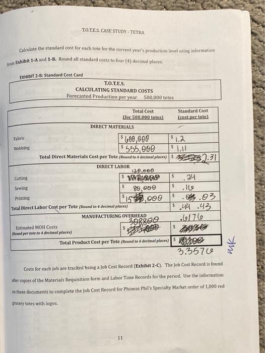 TOTES. specifications for 0.60 per tote. The cost per yard of fabric