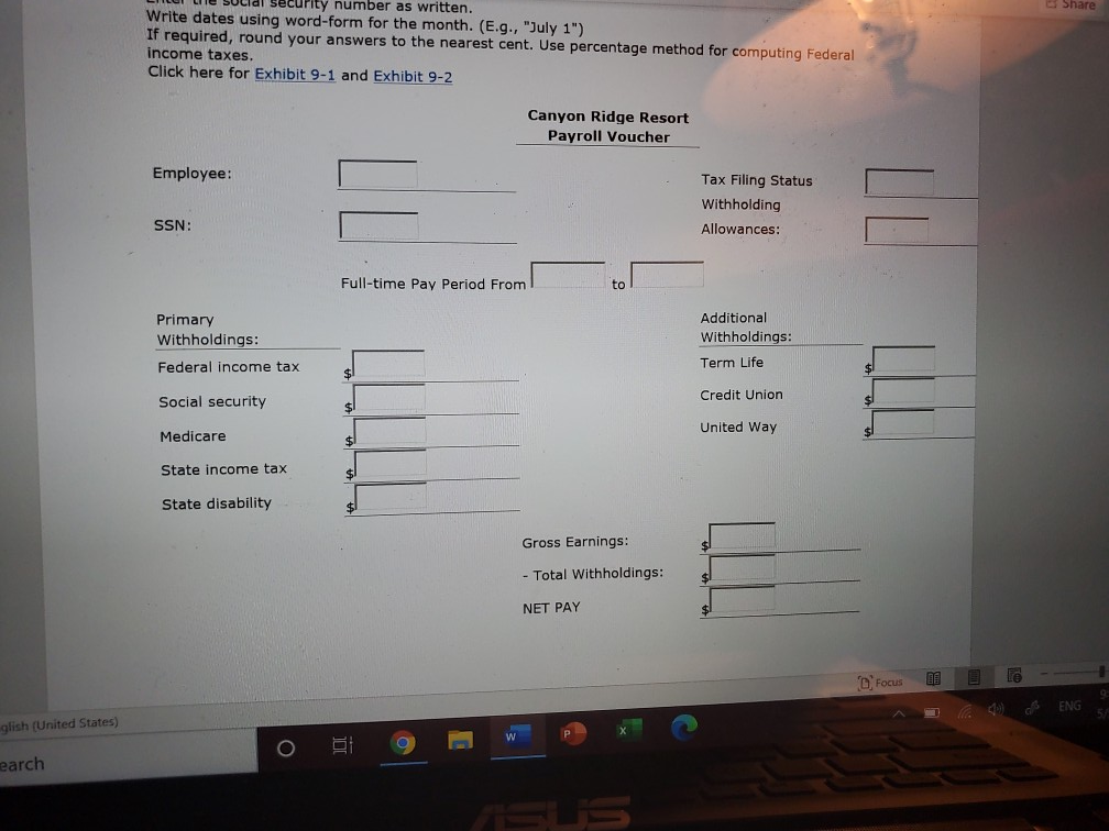pictures are clear BUSINESS DECISION: TAKE HOME PAY You are the payroll