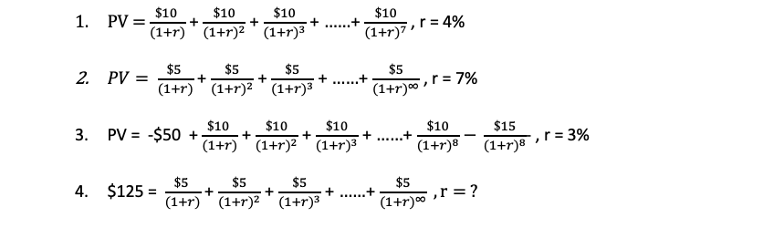  1. Pv= ' ' ' ... r = 4% , $5