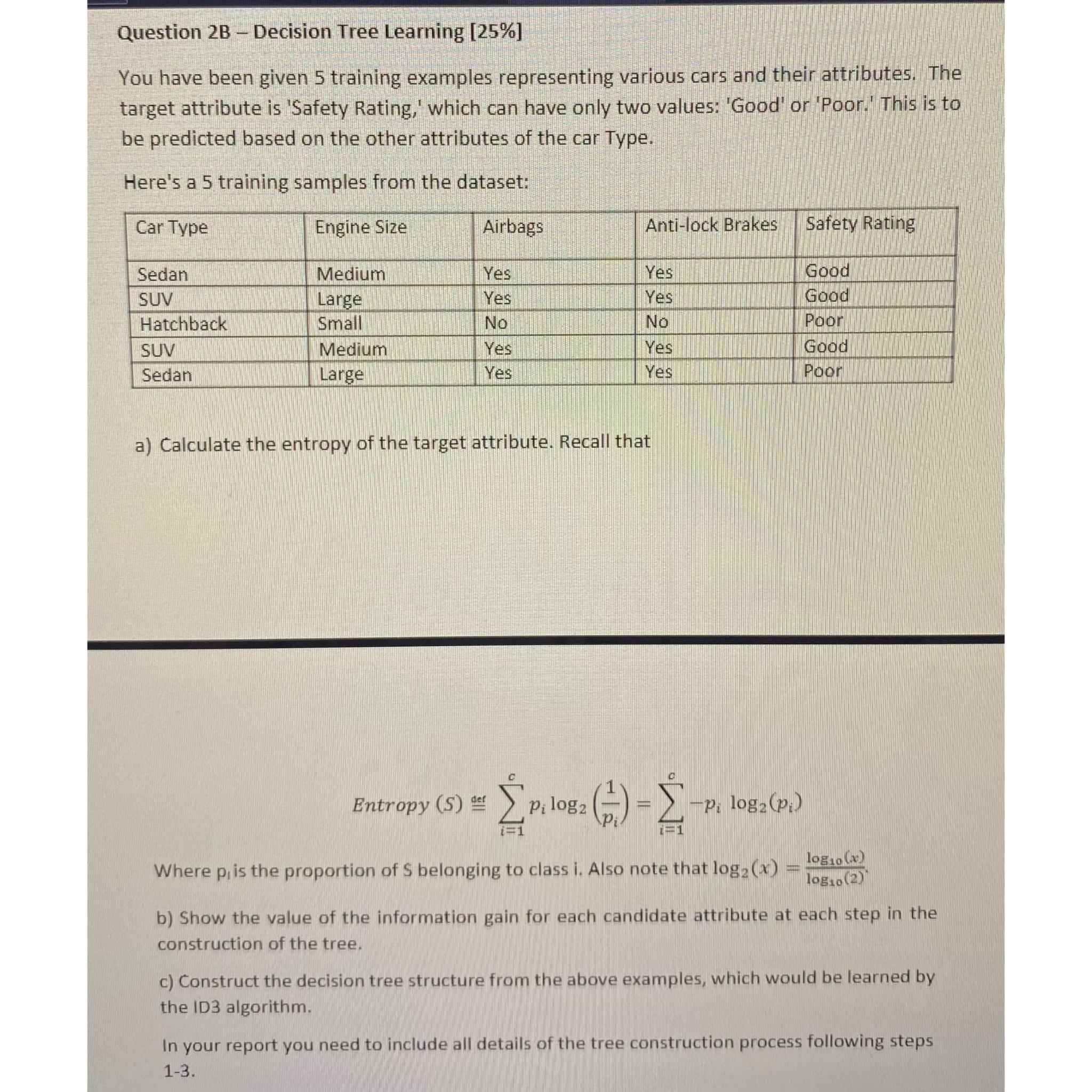  Quick but detailed solution with the tree please Question 2B -