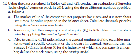  17. Using the data contained in Tables 7.20 and 7.21, conduct