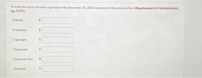 (all debits) that have been recorded in Intangible Assets since then: \begin{tabular}{lrlr}