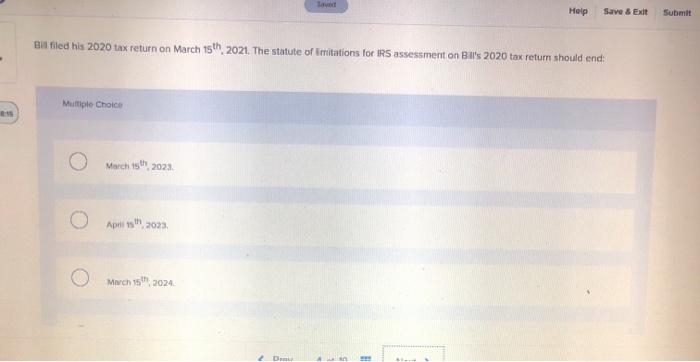  Help Save & EX Submit en filed his 2020 tax return