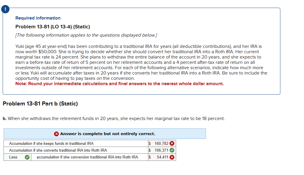  ! Required information Problem 13-81(LO 13-4)(Static) [The following information applies to