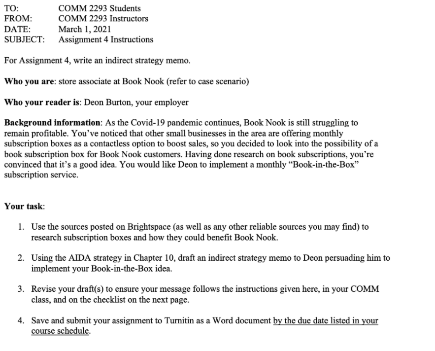  TO: FROM: DATE: SUBJECT: COMM 2293 Students COMM 2293 Instructors March