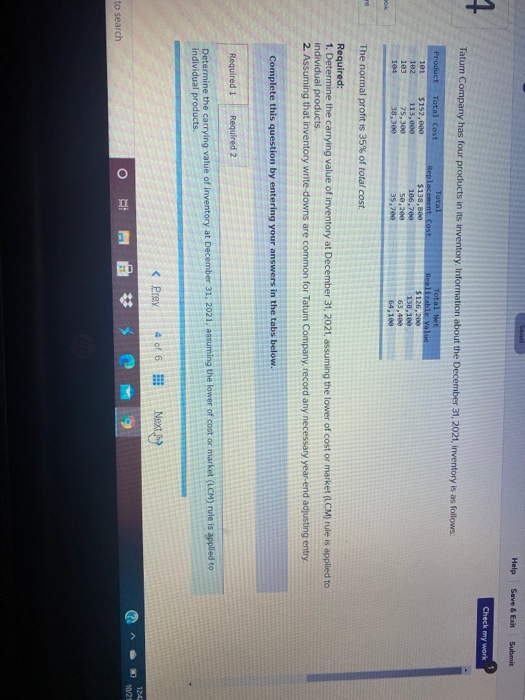  Help Save & Exit Submit 1 Check my work Tatum Company