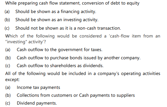 an investing activity. (c) Should not be shown as it is a