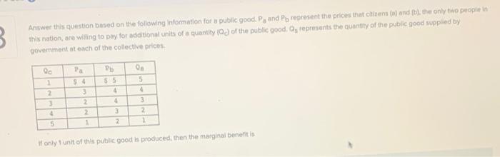  3 Answer this question based on the following information for a