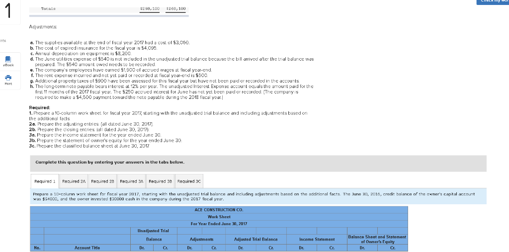 adjusting and closing entries, and financial statements LO C3 The following unacjusted