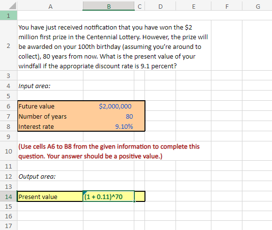 Need Answer in excel Formula: You have just received notification that you