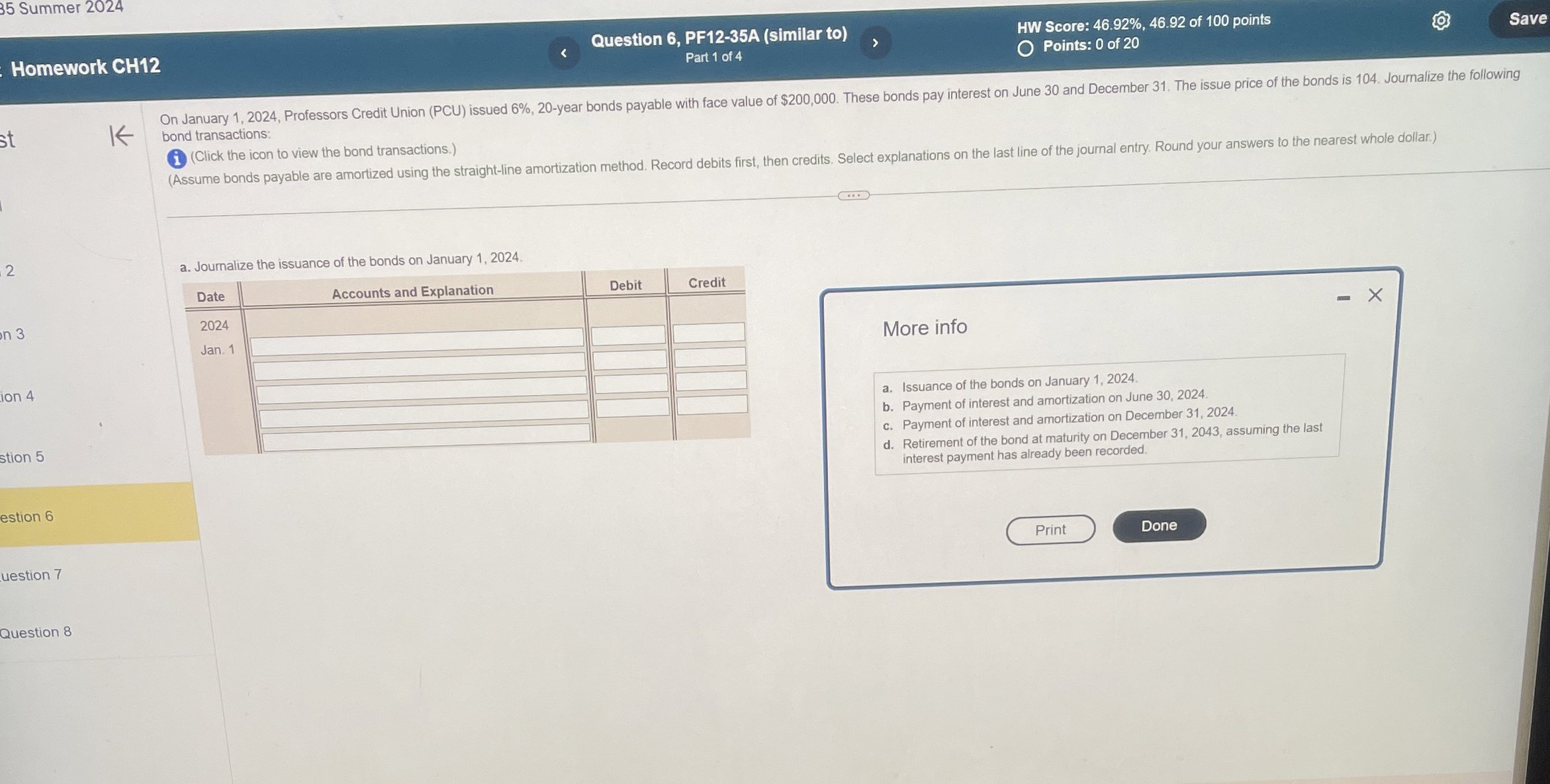  35 Summer 2024 HW Score: 46.92%,46.92 of 100 points Homework CH12